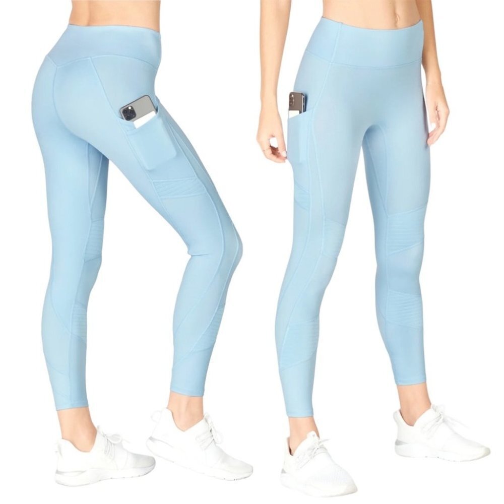 Fabletics Anywhere High-Waisted Moto Leggings Women's Size XS Vintage Blue